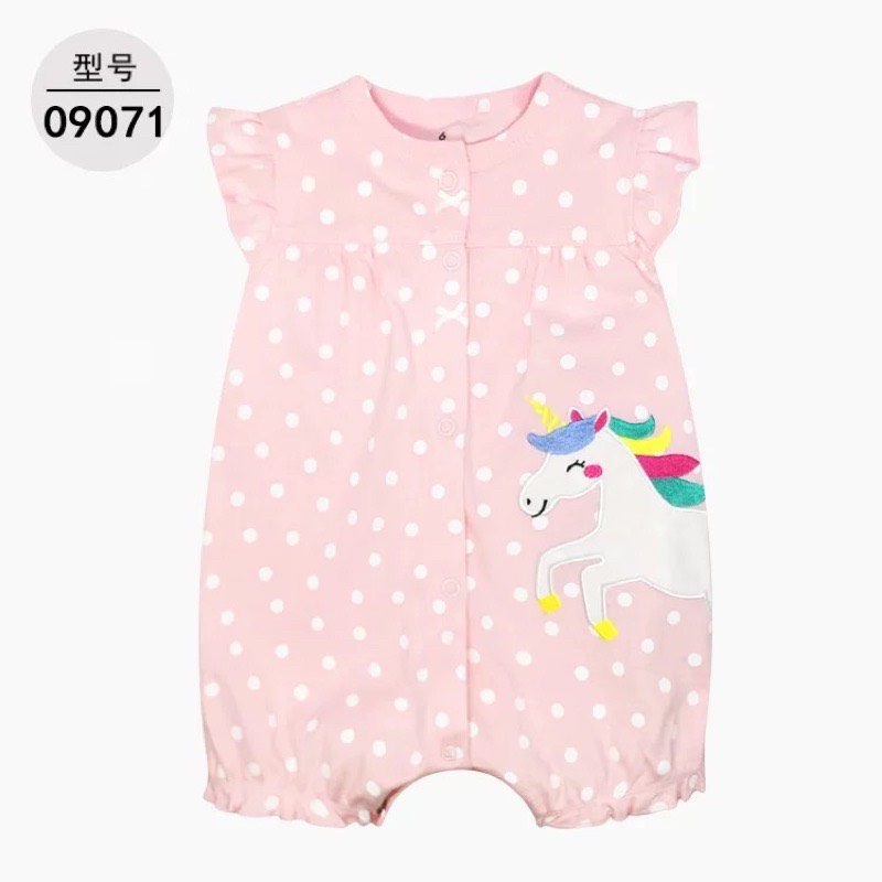Romper xuất xịn cho bé gái từ sơ sinh đến 18 tháng cotton mỏng mát cho mùa hè