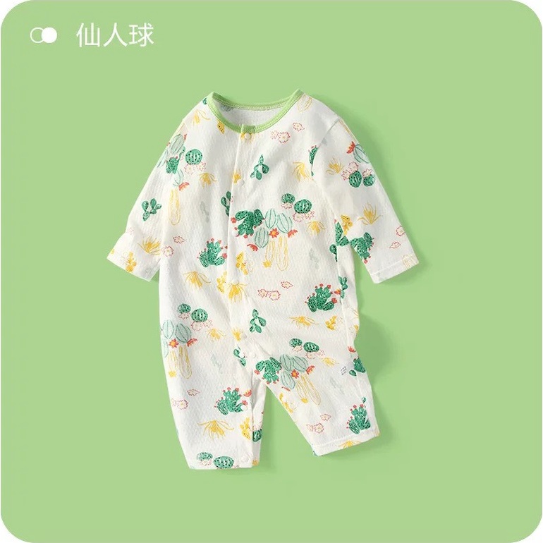 Body Cúc Giữa Dài Tay Hè Thu Mỏng Mát Cho Bé Nằm Điều Hoà 01BDD