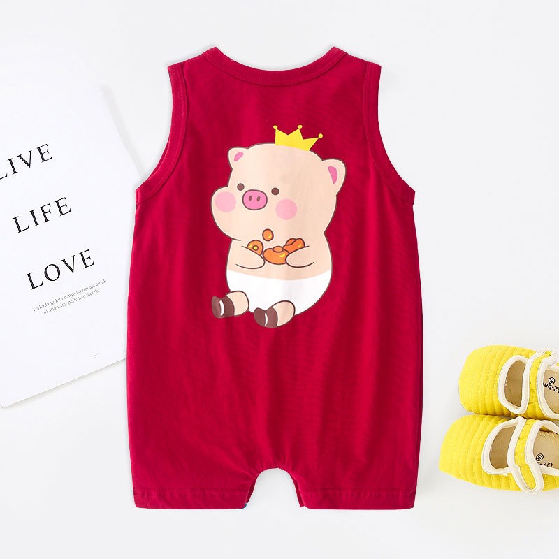 Body Gấu Hè Sát Nách Thun Cotton Mỏng Mát Hàng Quảng Châu Cao Cấp Cho Bé