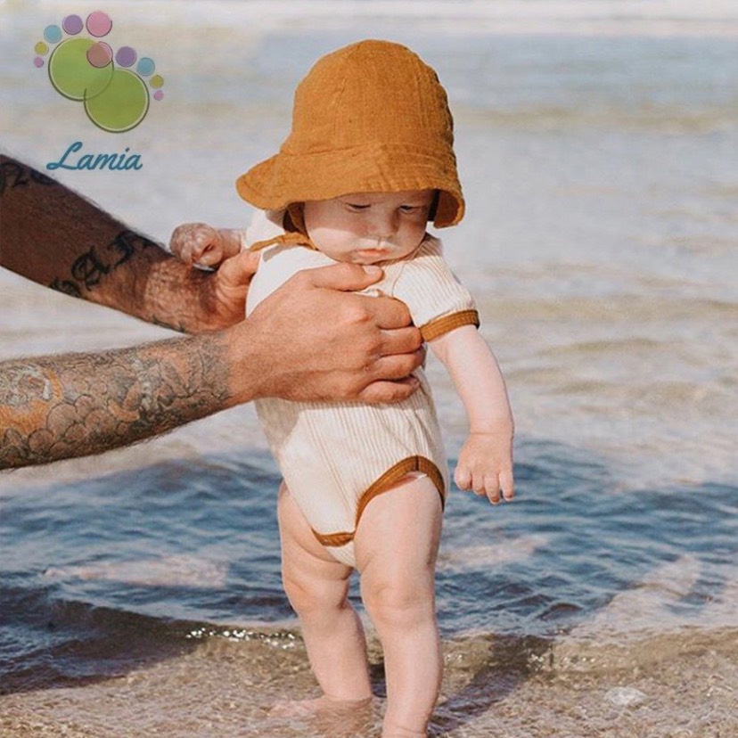Bodysuit Có Tay Bộ Áo Liền Quần Mùa Hè Phong Cách Hàn Quốc Cho Bé Trai Bé Gái