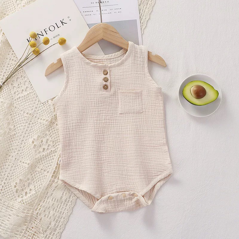 Bodysuit Đũi 3 Cúc Mỏng Mát Mùa Hè Cho Bé