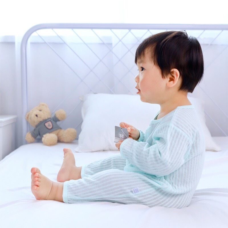 Body Cúc Giữa Dài Tay Hè Thu Mỏng Mát Cho Bé Nằm Điều Hoà 01BDD