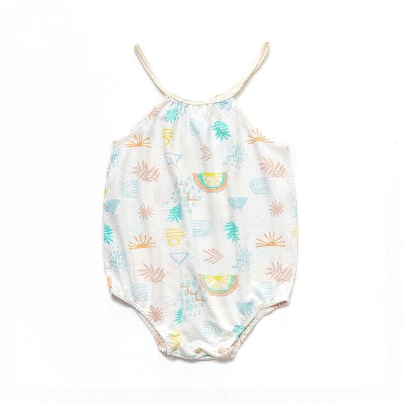 Bộ áo liền quần - Body Chíp/ Body suit hai dây Organic 100% Cotton Hữu Cơ Tự Nhiên An Toàn Cho Bé
