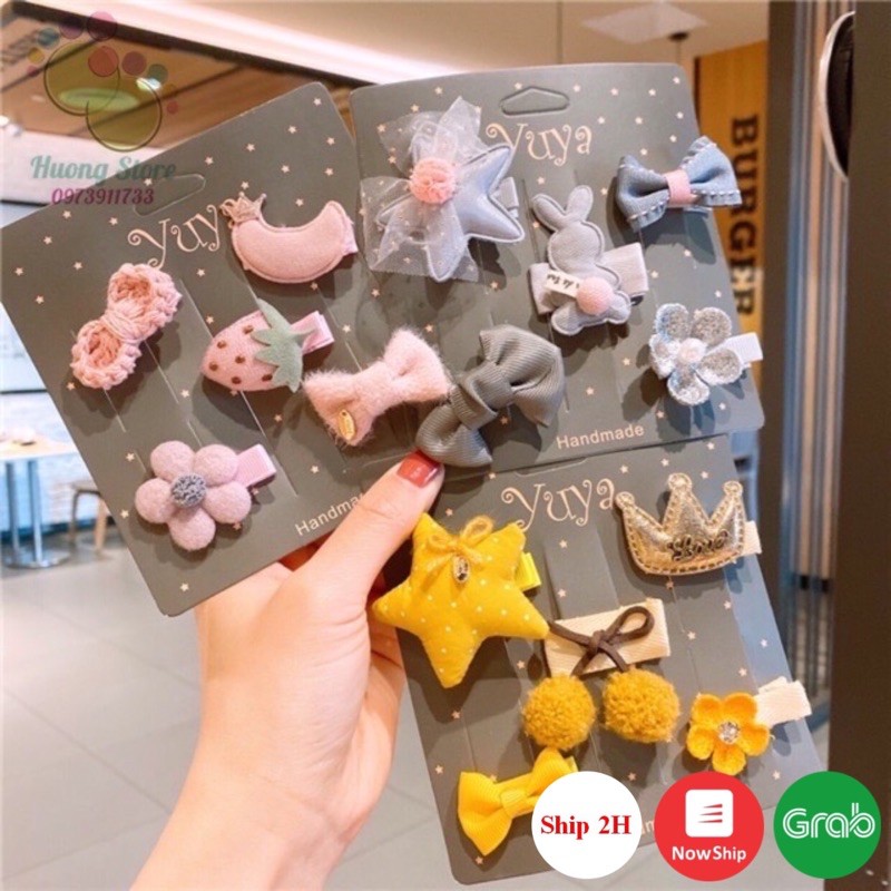 SET 5 KẸP TÓC BÉ GÁI ĐÁNG YÊU DỄ THƯƠNG PHONG CÁCH HÀN QUỐC