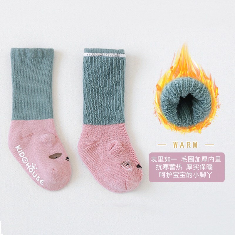 Tất len xù cao cổ 3D cực dày cho bé trai bé gái sơ sinh