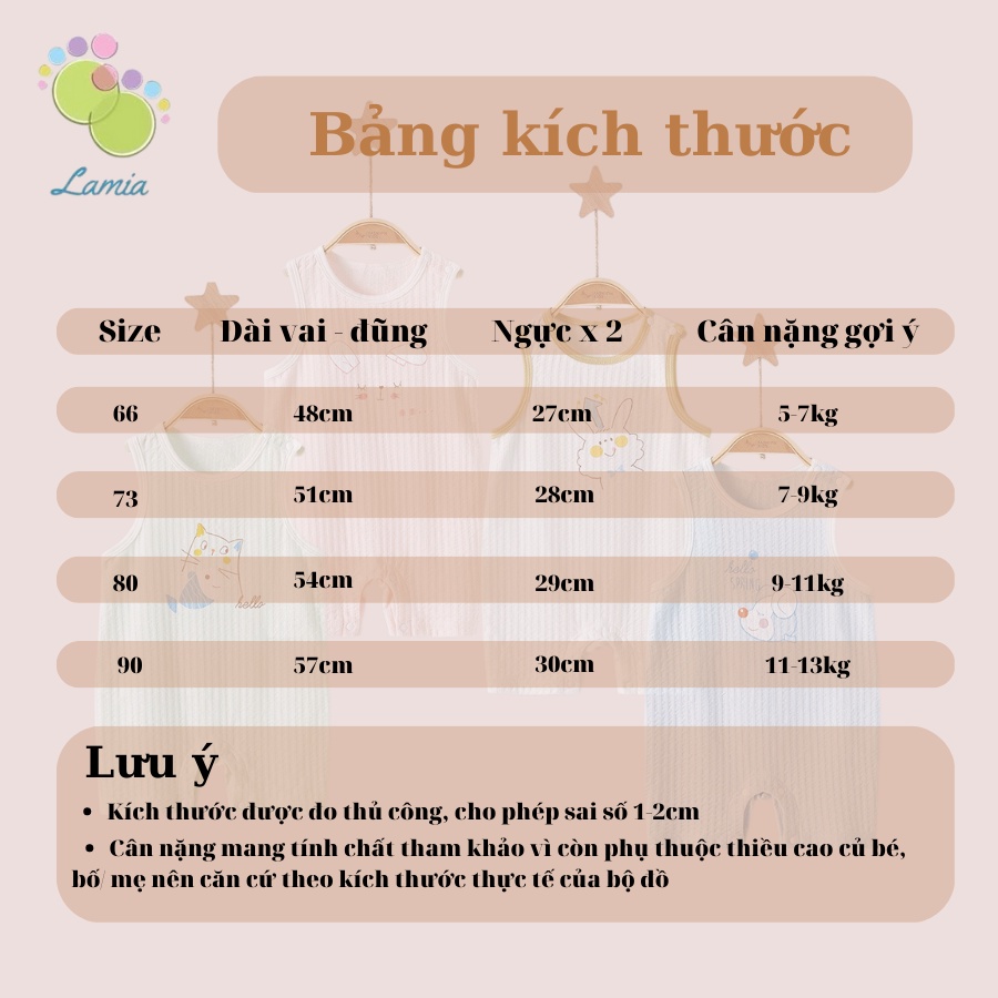 Bộ Áo Liền Thân Sát Nách Mùa Hè Mỏng Mát Hoạ Tiết Đáng Yêu Cho Bé Trai, Bé Gái Sơ Sinh 𝟑𝟗𝐁𝐃𝐃𝐔