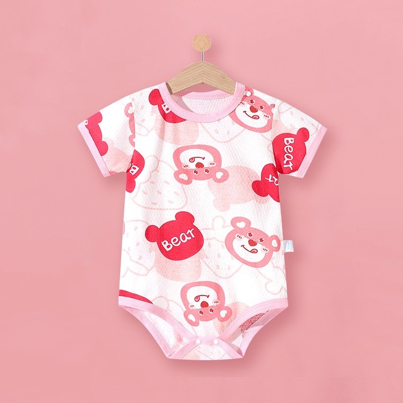 Bodysuit cộc tay cho bé trai bé gái sơ sinh mùa hè mỏng mát, họa tiết dễ thương 𝟏𝟗𝐁𝐃𝐒