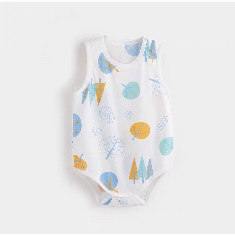Bộ Bodysuit sát nách vải thông hơi thoáng mát mùa hè, họa tiết dễ thương cho bé trai, bé gái 𝟎𝟐𝐁𝐃𝐒