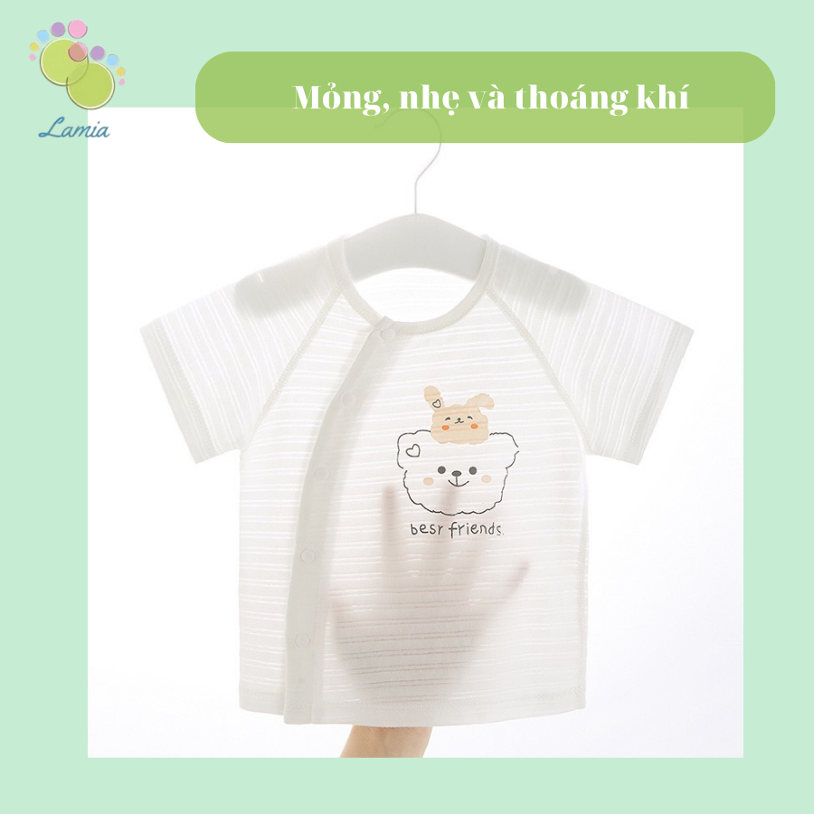 Bộ Đồ Hè Cộc Tay Cúc Giữa Cho Bé Trai Bé Gái Sơ Sinh 03BH
