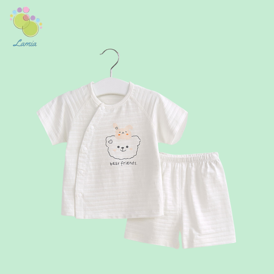 Bộ Đồ Hè Cộc Tay Cúc Giữa Cho Bé Trai Bé Gái Sơ Sinh 03BH