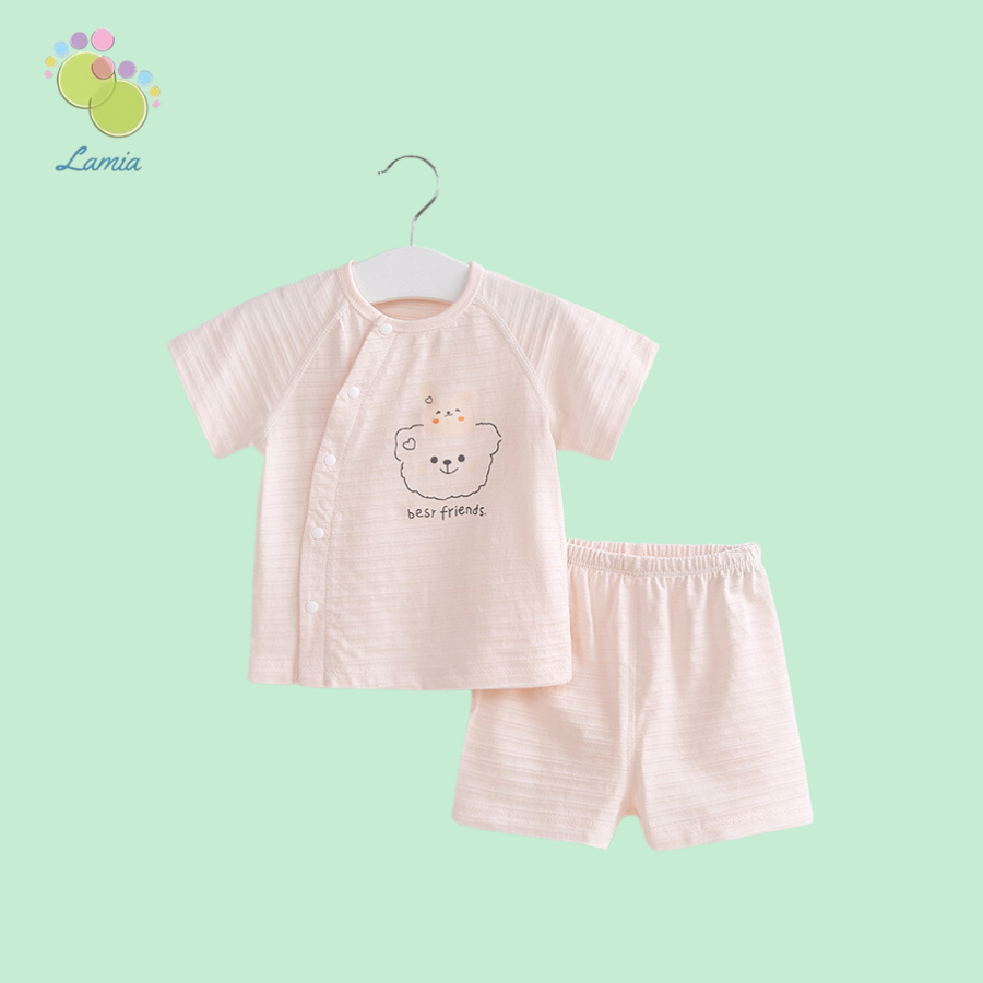 Bộ Đồ Hè Cộc Tay Cúc Giữa Cho Bé Trai Bé Gái Sơ Sinh 03BH