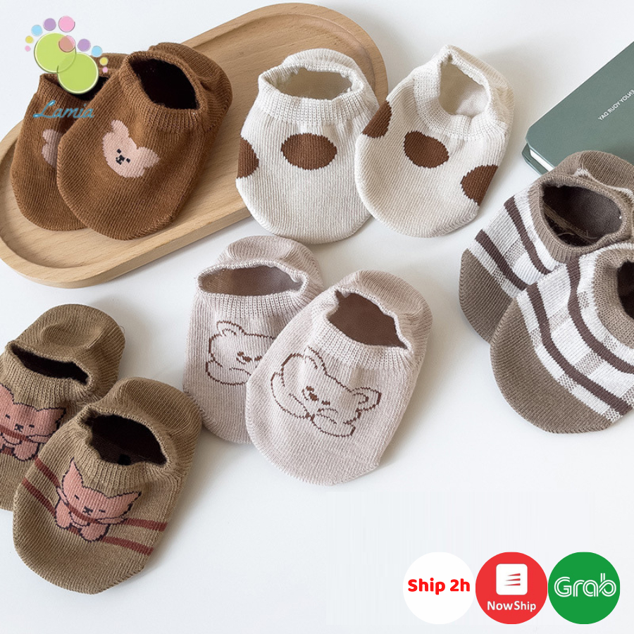 Tất vớ chống trượt hình gấu phong cách Hàn Quốc cho bé trai bé gái 𝟏𝟏𝐓𝐋