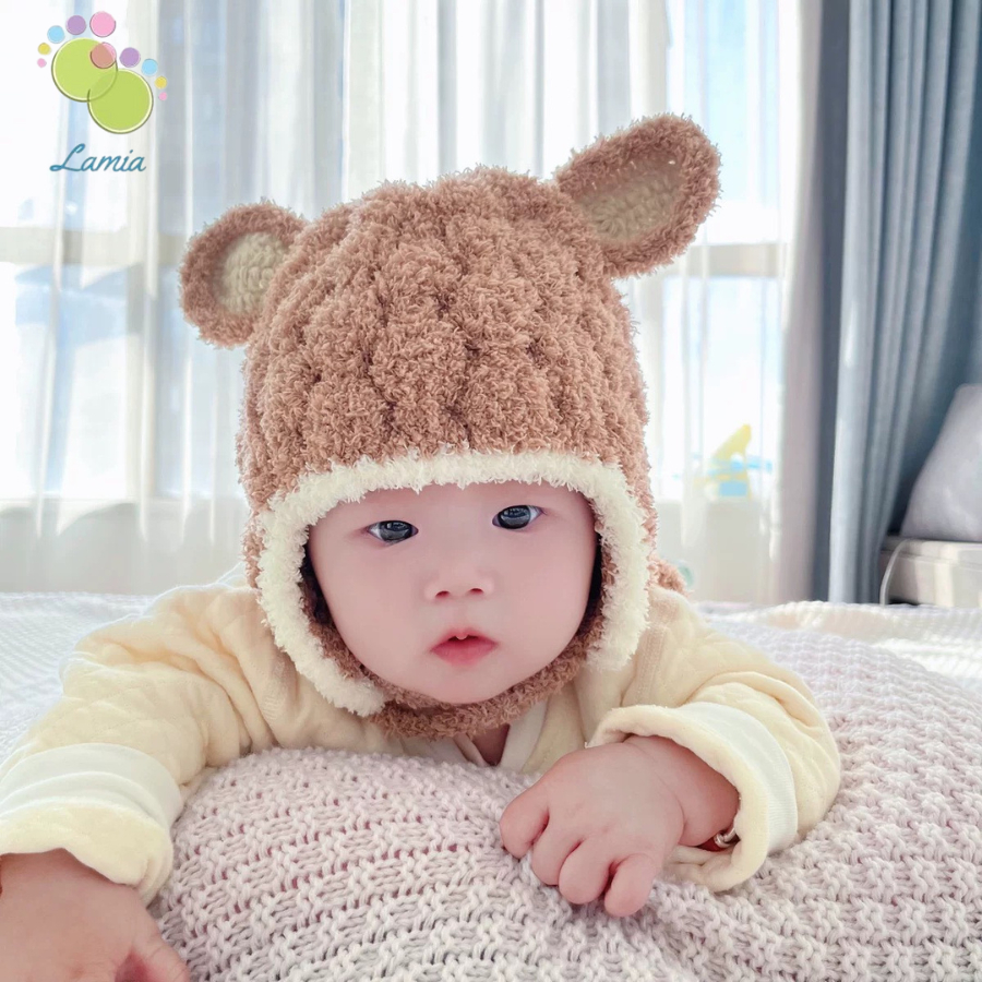 Nón mũ len giư ấm mùa đông chất liệu lông cừu loại 1 cho bé trai bé gái 1-4 tuổi 𝐌𝟓