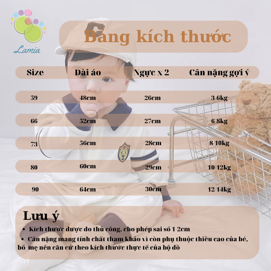 Bộ áo liền thân dài tay cho bé trai sơ sinh mặc thôi nôi, dự tiệc 𝟑𝟒𝐁𝐃𝐃