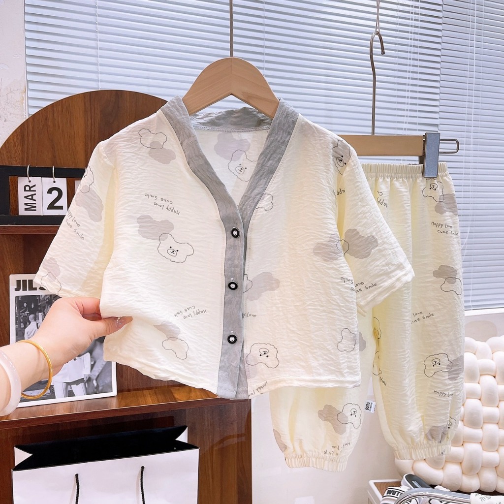 Bộ lửng dài tay cổ chữ V 𝟏𝟎𝐁𝐃𝐓