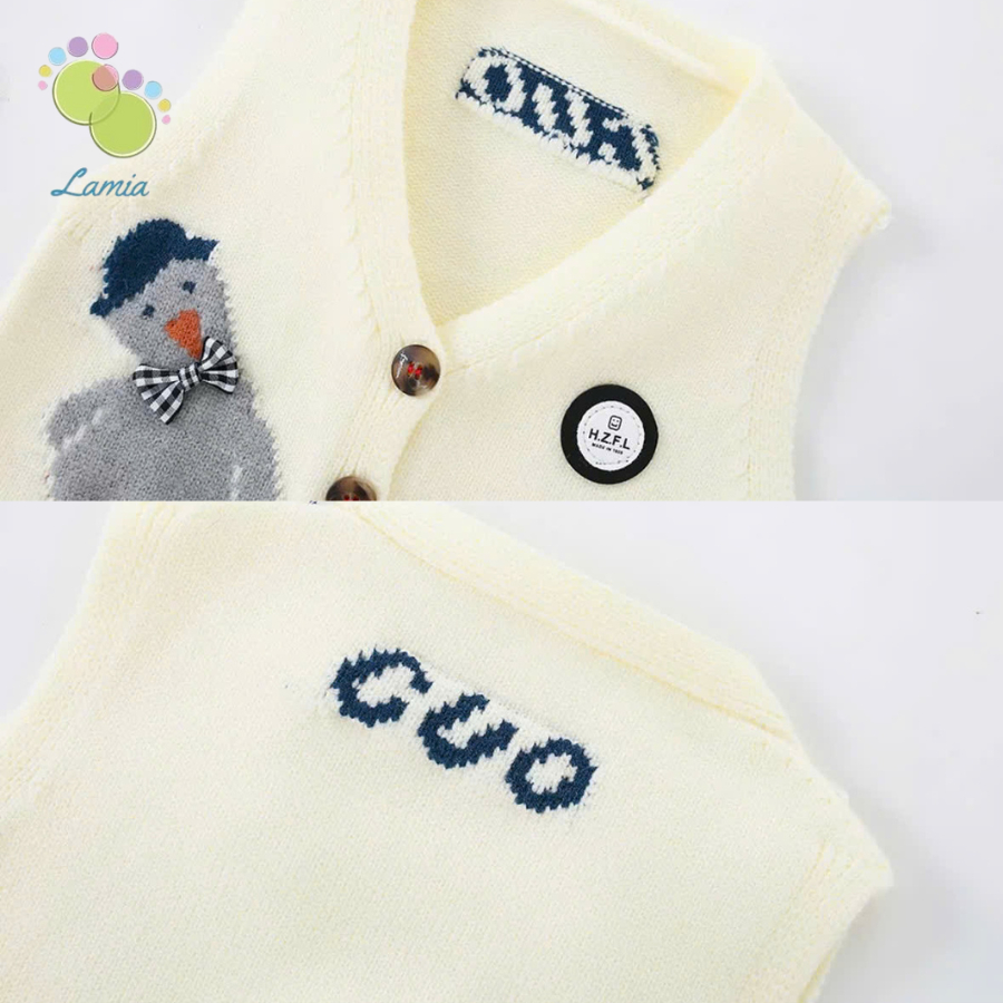 Gile len cúc giữa cho bé trai bé gái họa tiết chú vịt đáng yêu hàng Quảng Châu cao cấp