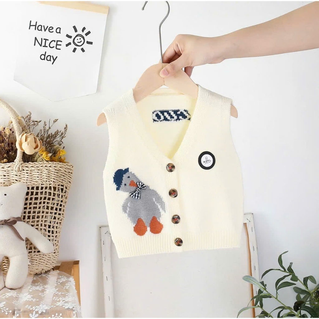 Gile len cúc giữa cho bé trai bé gái họa tiết chú vịt đáng yêu hàng Quảng Châu cao cấp