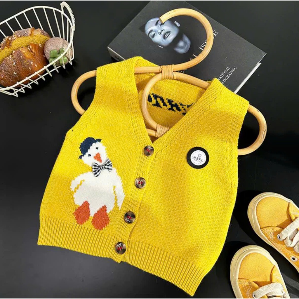 Gile len cúc giữa cho bé trai bé gái họa tiết chú vịt đáng yêu hàng Quảng Châu cao cấp