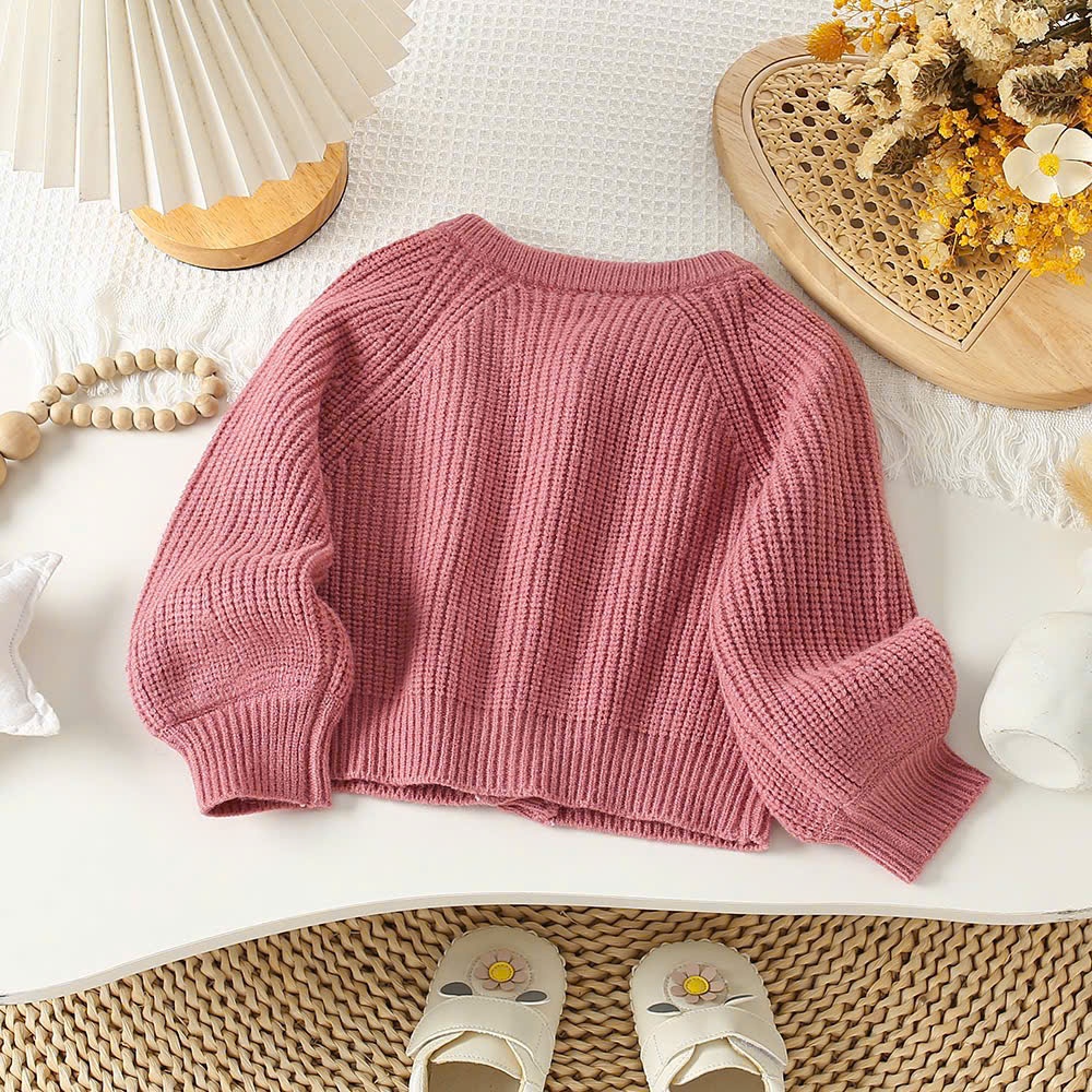 Set váy babydoll hoa nhí kèm áo len hồng đính hoa hàng Quảng Châu cao cấp cho bé gái 𝐒𝐀𝐕𝐋𝟏
