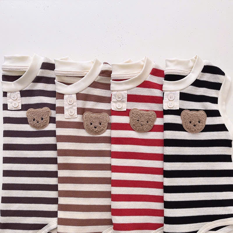 Bodysuit Sát Nách Họa Tiết Gấu Kẻ Cho Bé Sơ Sinh Mặc Mùa Hè Hàng Quảng Châu Cao Cấp 𝟑𝟏𝐁𝐃𝐒