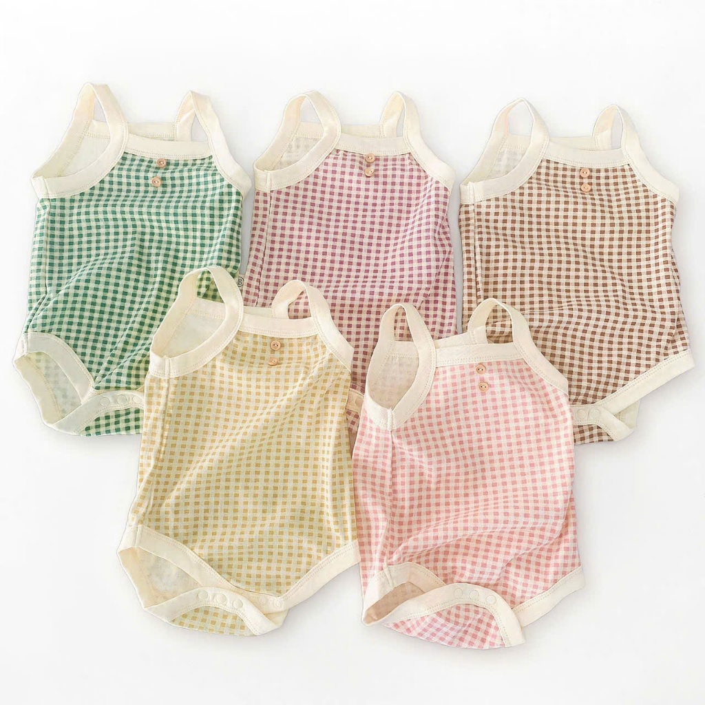 Bodysuit 2 dây chất cotton mỏng mát thấm hút mồ hôi cho bé sơ sinh mặc mùa hè 𝟏𝟐𝐁𝐃𝐒𝟐𝐃
