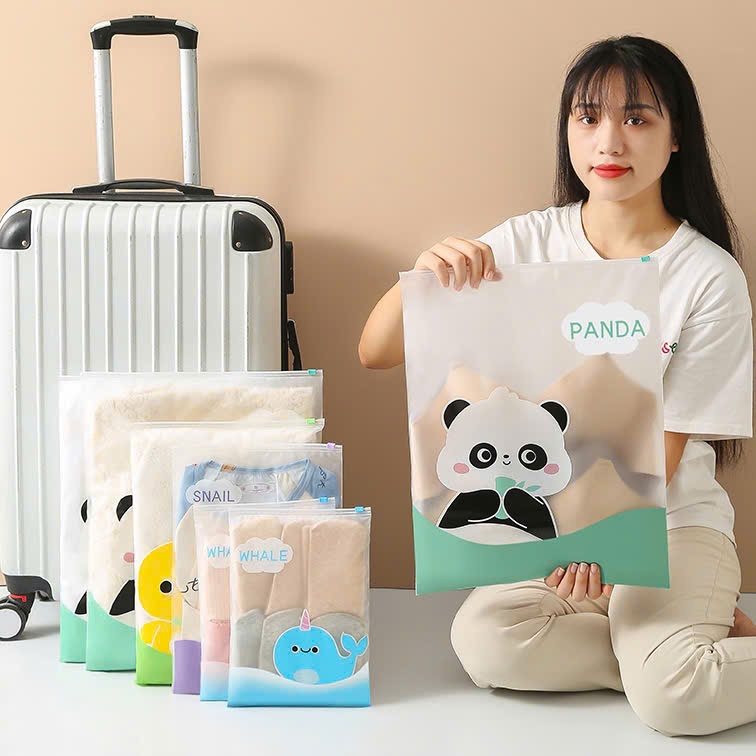 Túi zip đựng quần áo, đồ dùng cá nhân cho bé khi đi du lịch chống bụi, chống nước họa tiết hoạt hình dễ thương