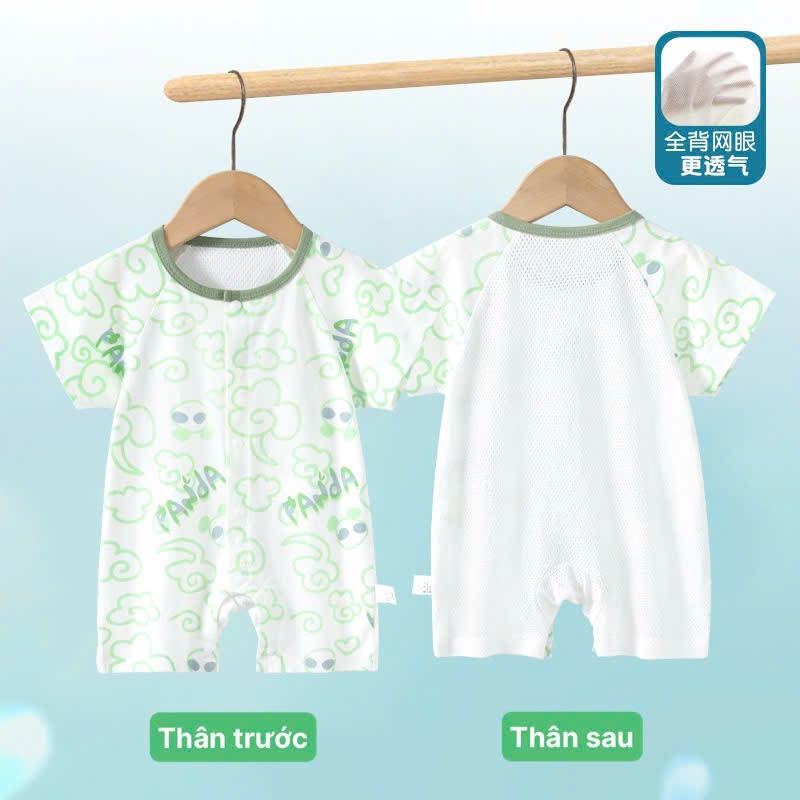 Body đùi cộc tay cotton mèm mịn phối lưới mỏng mát cho bé sơ sinh mặc mùa hè 𝟒𝟏𝐁𝐃𝐃𝐔
