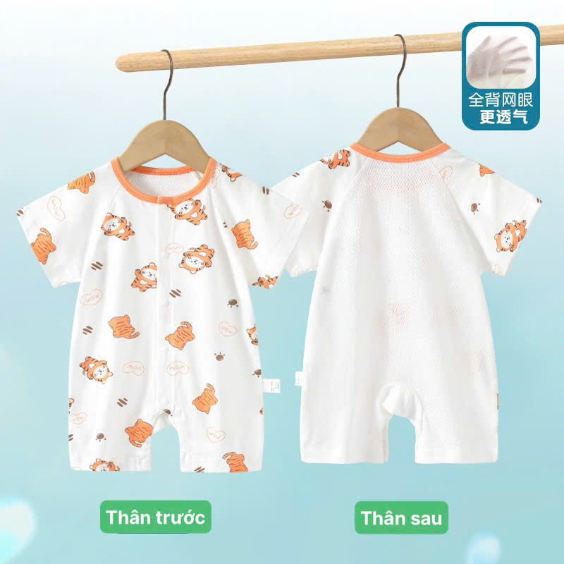 Body đùi cộc tay cotton mèm mịn phối lưới mỏng mát cho bé sơ sinh mặc mùa hè 𝟒𝟏𝐁𝐃𝐃𝐔