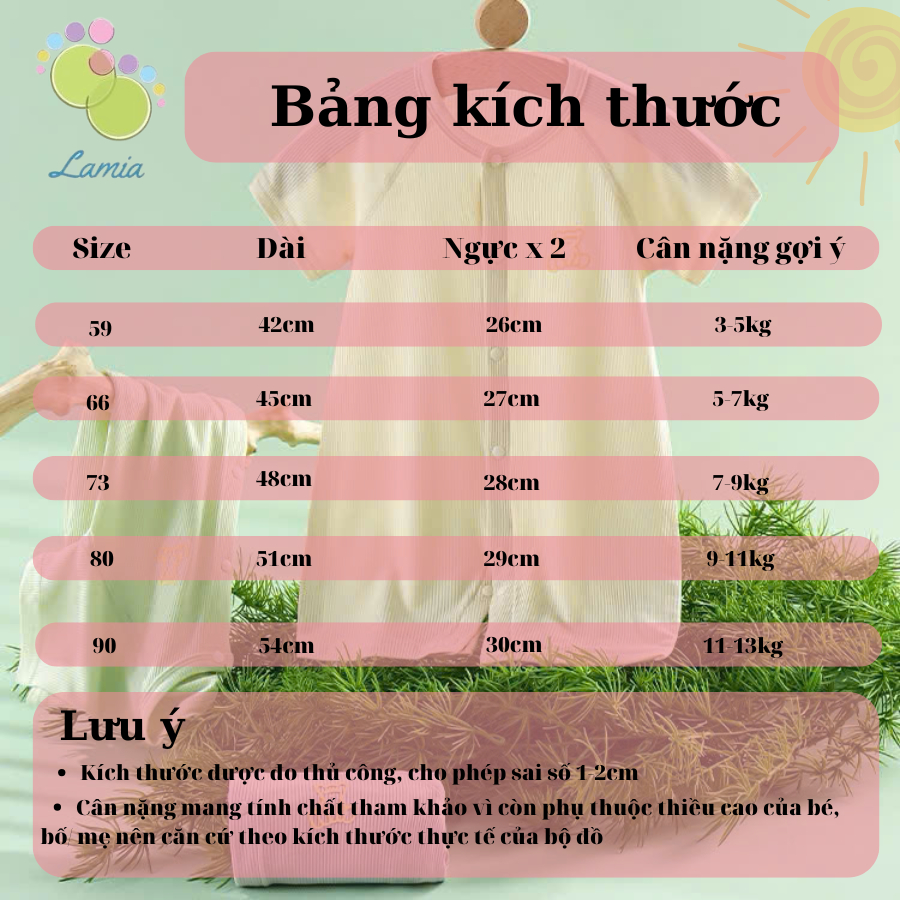 Body đùi cộc tay cúc giữa vải cotton mỏng mát, có dãn thấm hút mồ hôi cho bé trai bé gái sơ sinh 𝟔𝟏𝐁𝐃𝐃𝐔