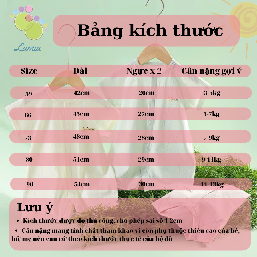Bộ áo liền thân cộc tay cúc giữa, body đùi cotton mỏng mát cho bé sơ sinh mặc mùa hè 𝟔𝟐𝐁𝐃𝐃𝐔
