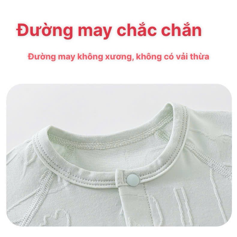 Bộ áo liền thân cộc tay cúc giữa, body đùi cotton mỏng mát cho bé sơ sinh mặc mùa hè 𝟔𝟐𝐁𝐃𝐃𝐔