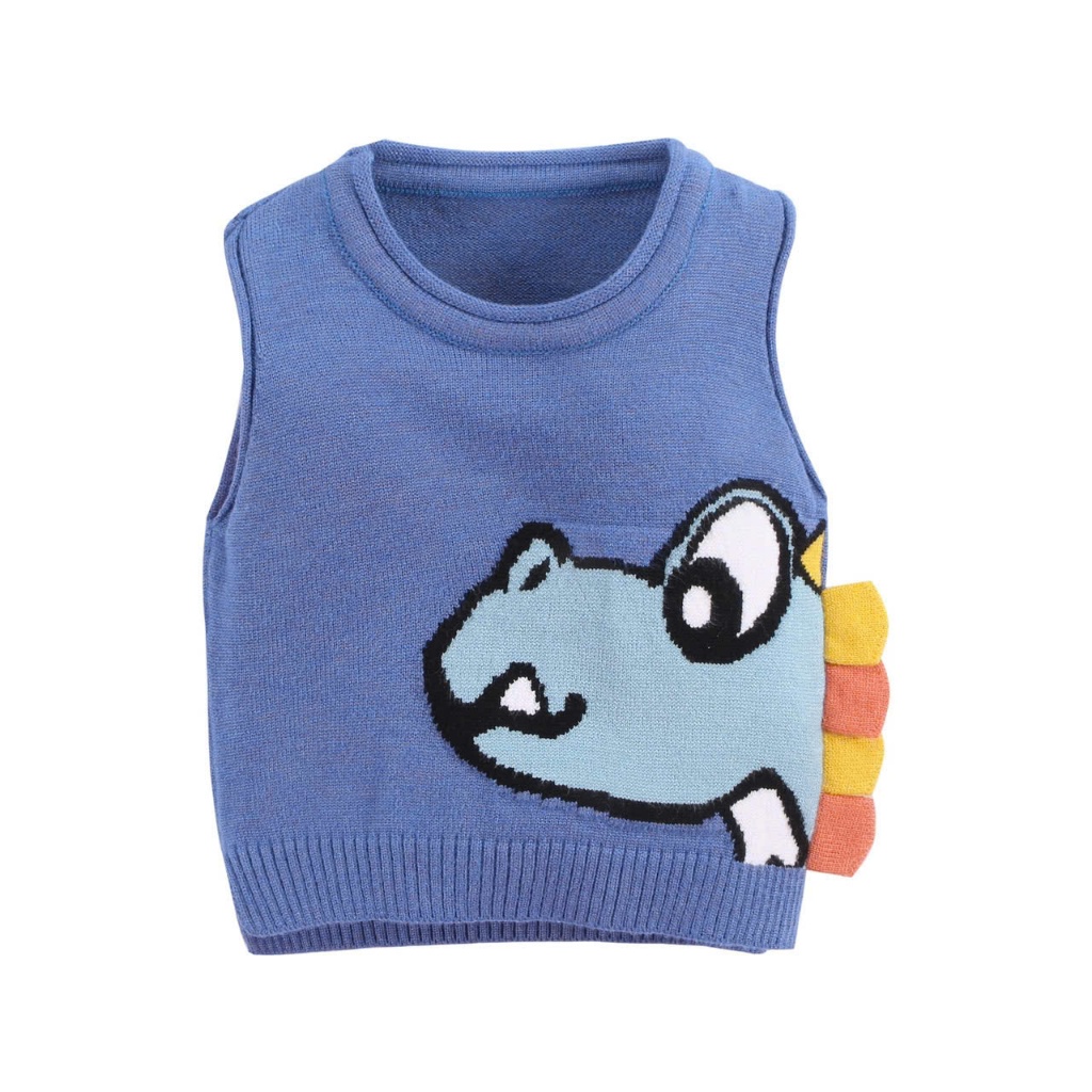 Áo gile len họa tiết khủng long cho bé hàng Quảng Châu cho bé yêu