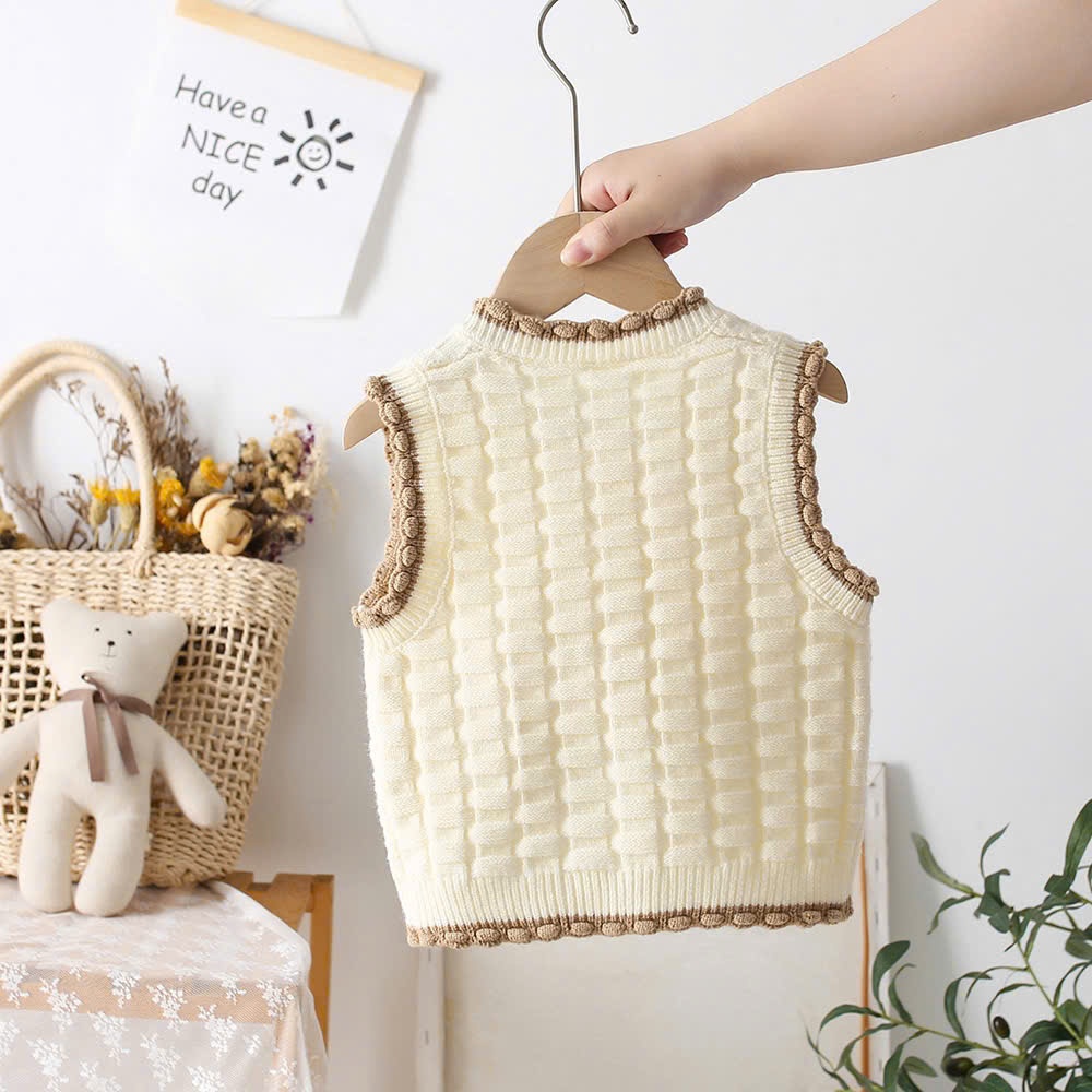 Áo gile len họa tiết chú thỏ đáng yêu cho bé gái sơ sinh