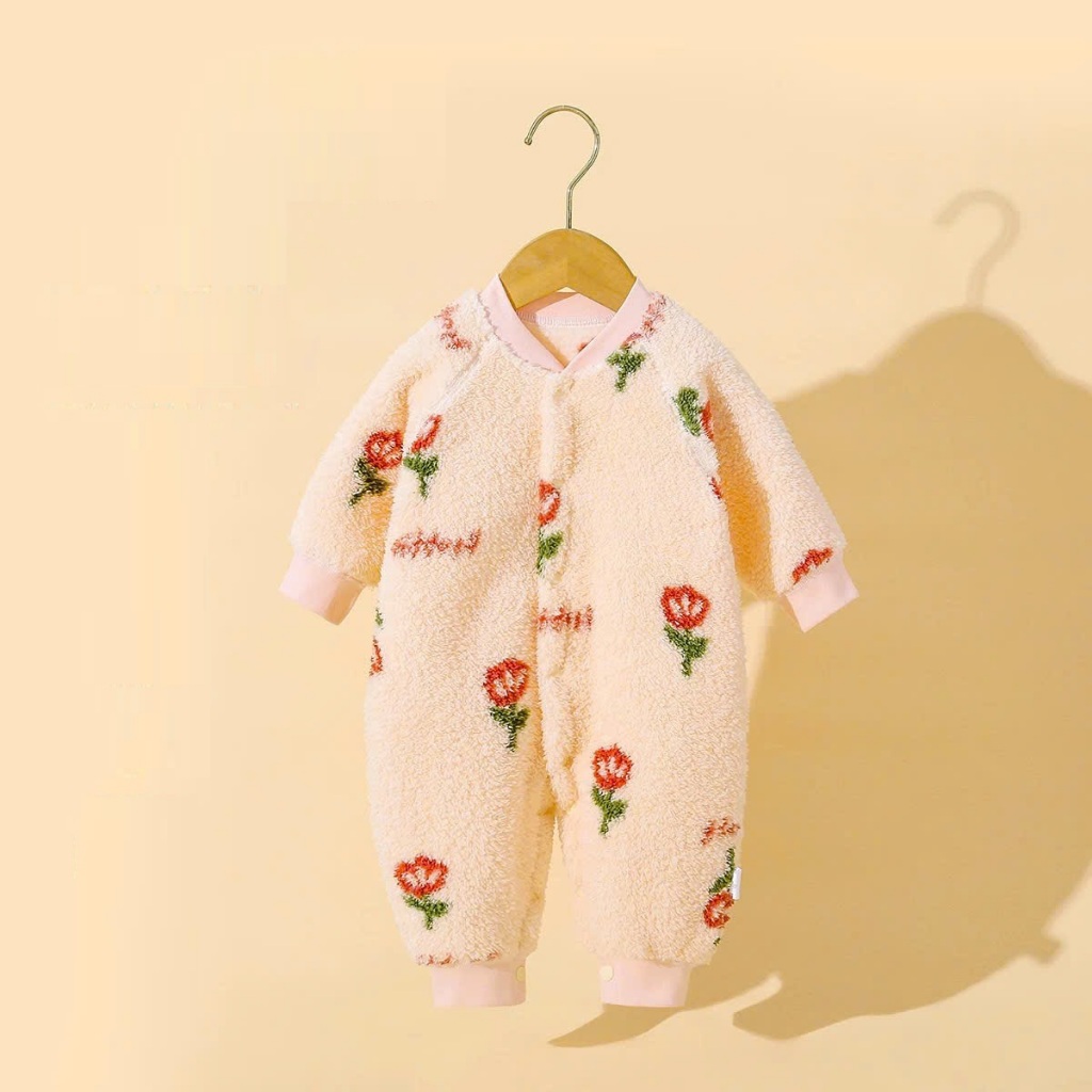 Bộ đồ liền thân Lamia body nỉ lông dài tay cho bé trai bé gái sơ sinh 𝟒𝟔𝐁𝐃𝐃
