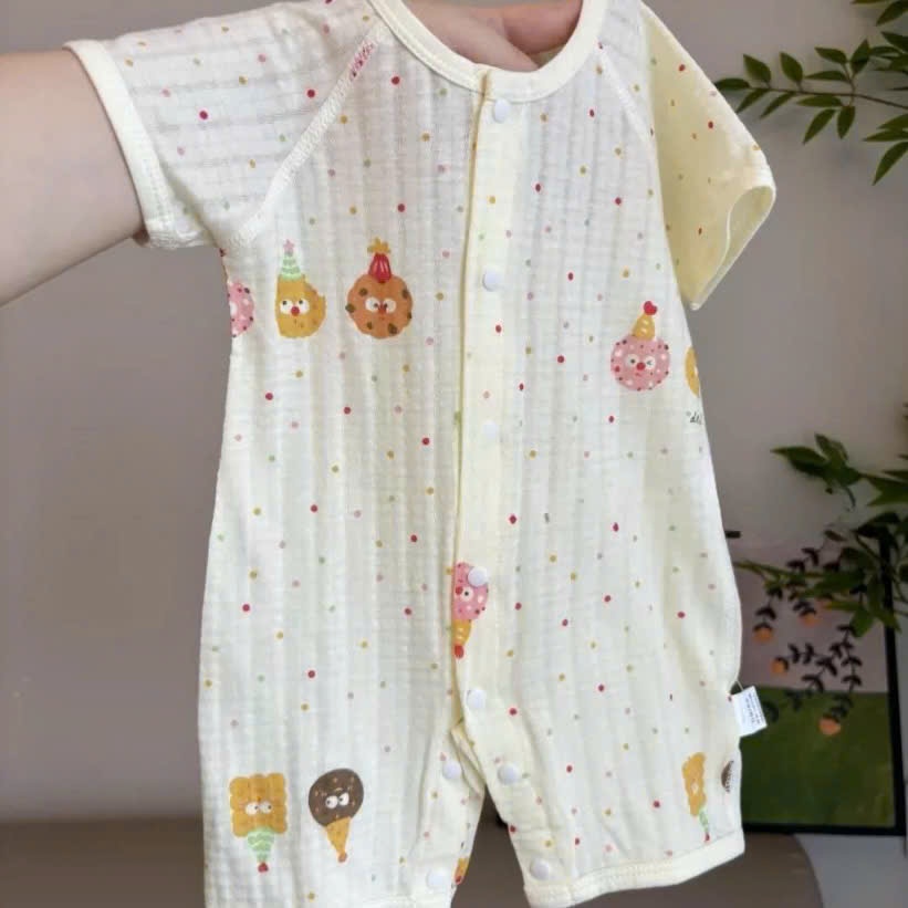 Bộ Body Đùi Cúc Giữa Mùa Hè Mỏng Mát Họa Tiết Đáng Yêu Cho Bé Sơ Sinh 24BDDU