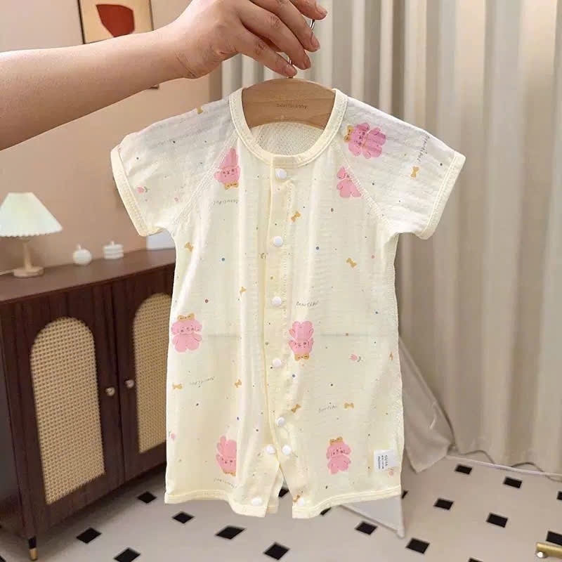 Bộ Body Đùi Cúc Giữa Mùa Hè Mỏng Mát Họa Tiết Đáng Yêu Cho Bé Sơ Sinh 24BDDU