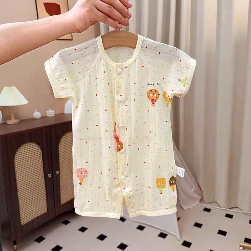 Bộ Body Đùi Cúc Giữa Mùa Hè Mỏng Mát Họa Tiết Đáng Yêu Cho Bé Sơ Sinh 24BDDU