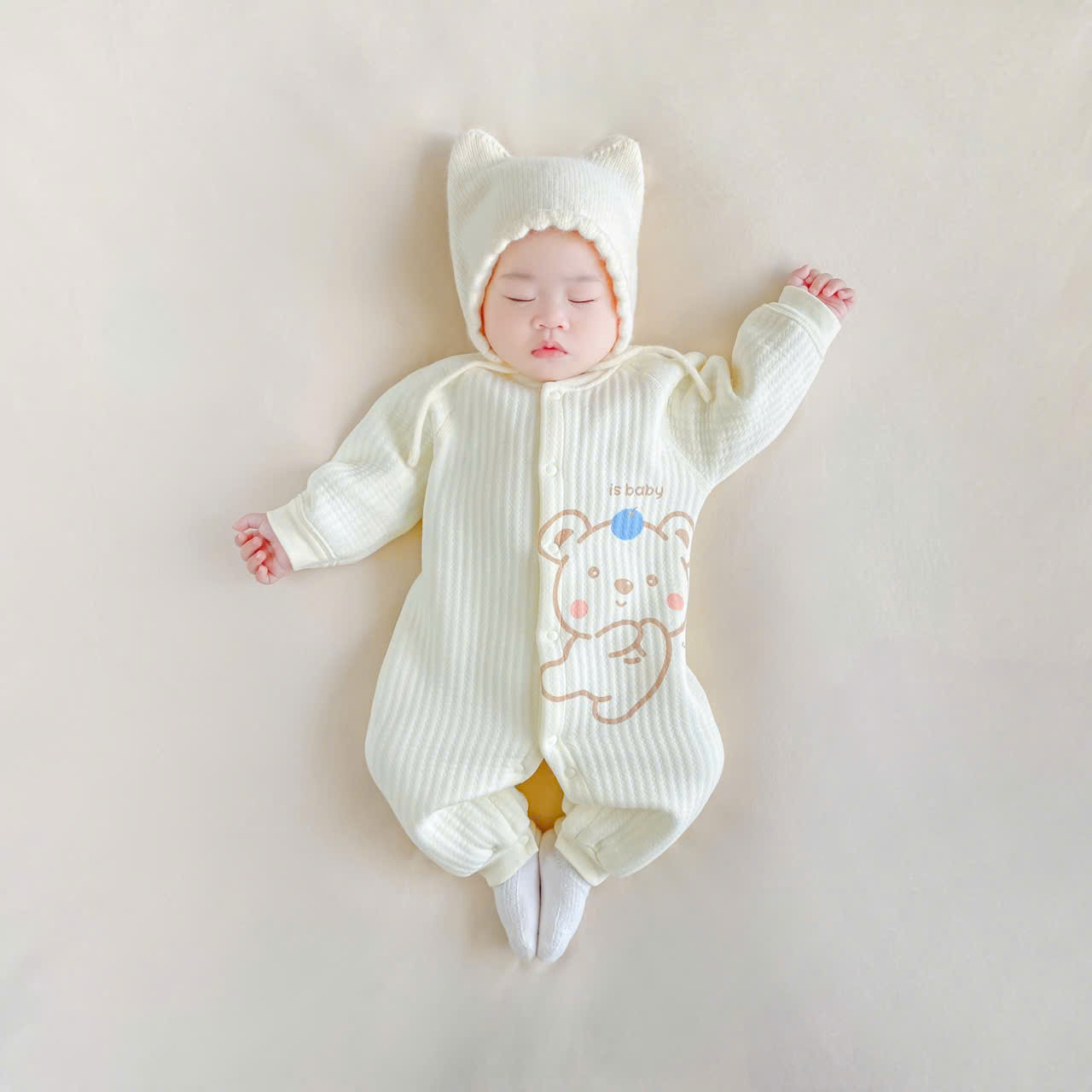 Body nỉ bông dài tay thu đông họa tiết dễ thương cho bé sơ sinh hàng Quảng Châu cao cấp