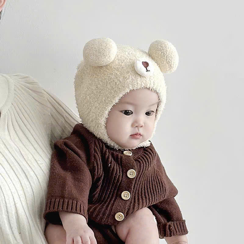 Mũ len lông cừu 2 cục bông giữa ấm mùa đông cho bé trai bé gái sơ sinh 𝐌𝟒
