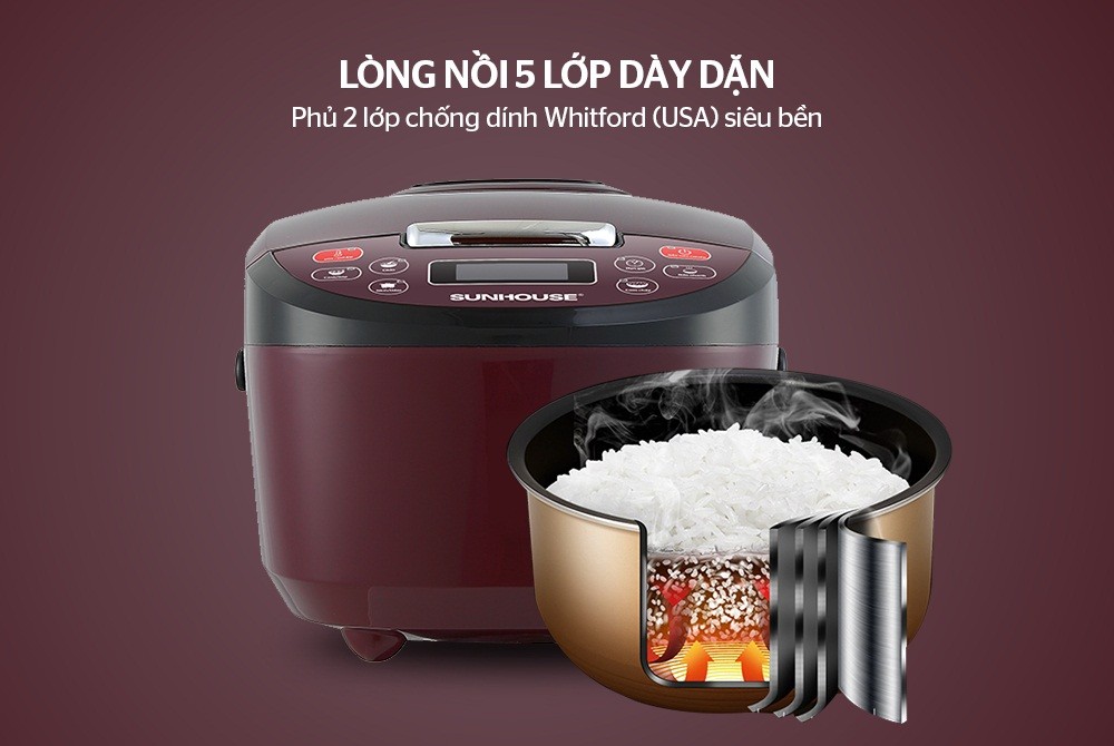 NỒI CƠM ĐIỆN TỬ 1.8L SUNHOUSE SHD8909