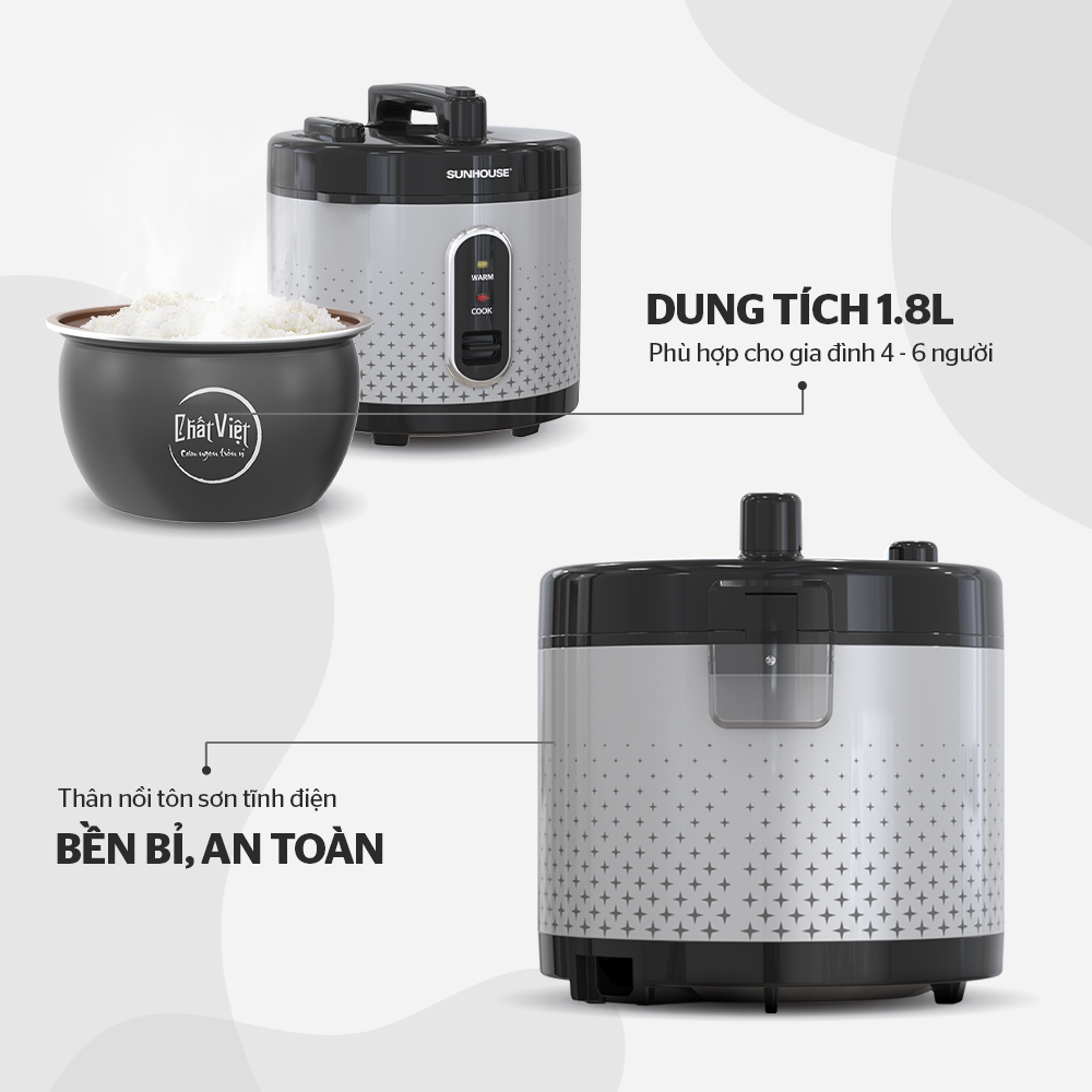 NỒI CƠM ĐIỆN 1.8L SUNHOUSE SHD8624