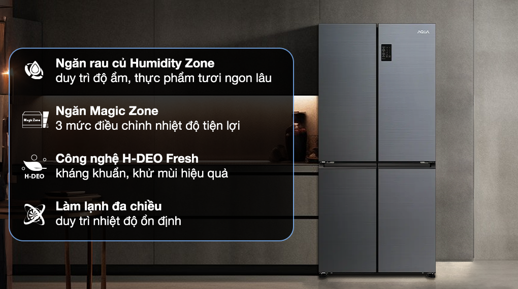 Tủ lạnh Aqua Inverter 469 lít Multi Door AQR-M536XA(SL)