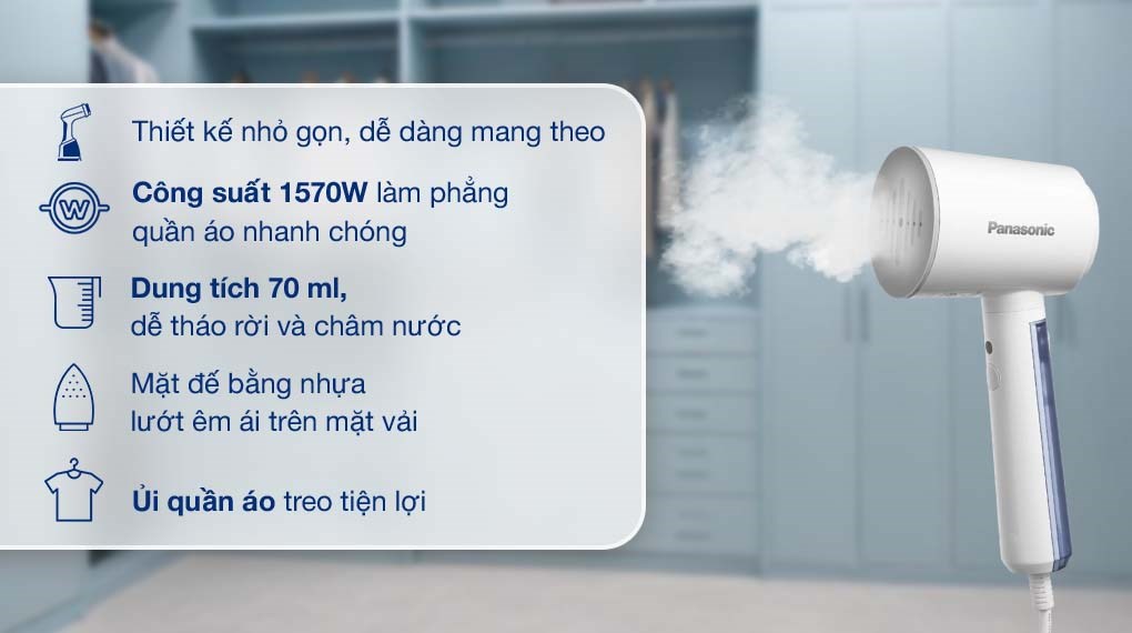 Bàn ủi hơi nước cầm tay Panasonic NI-GHD015WRA 1570W
