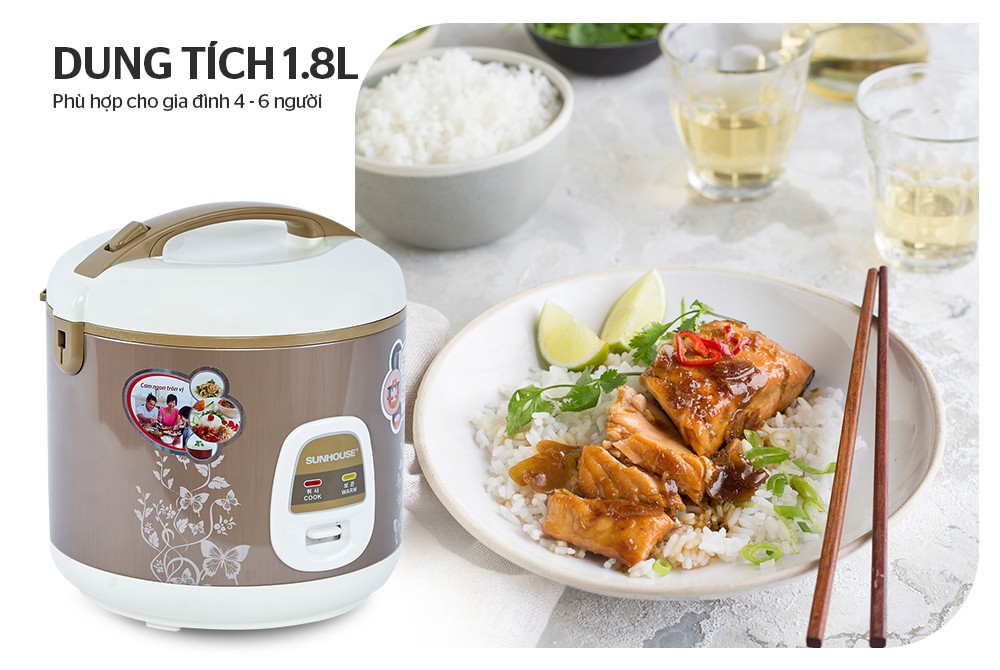 NỒI CƠM ĐIỆN 1.8L SUNHOUSE SHD8616