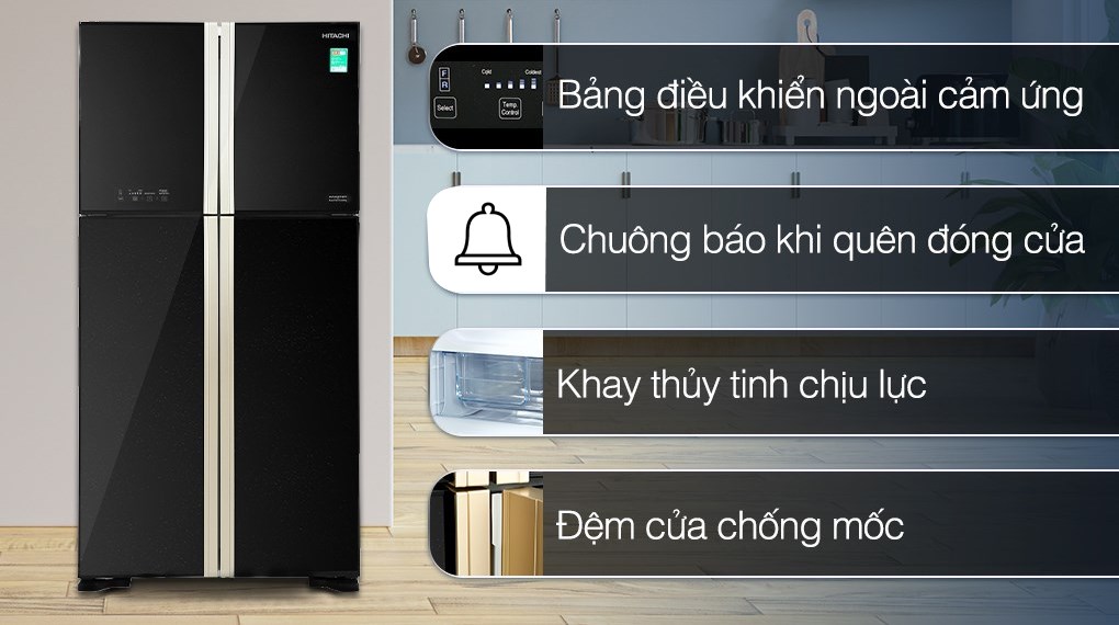 Tủ lạnh Hitachi Inverter 509 lít Multi Door R-FW650PGV8 GBK