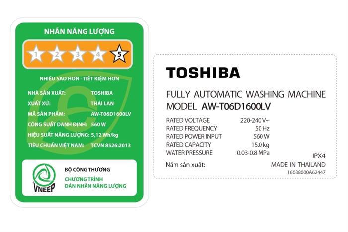 Máy giặt Toshiba Inverter 15 kg AW-T06D1600LV (MK)