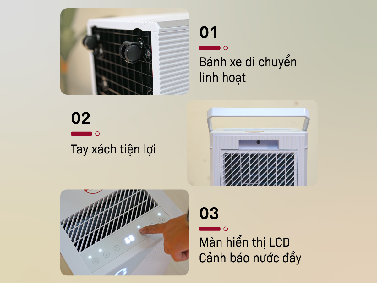 Máy hút ẩm dân dụng Fujihome DH14 – Công suất 14 lít/ngày, cảm biến thông minh, lọc khí Ion kép, vận hành êm ái