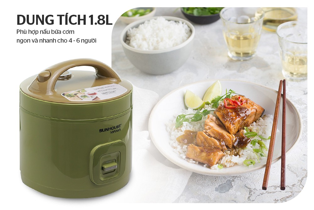 NỒI CƠM ĐIỆN 1.8L SUNHOUSE MAMA SHD8665G