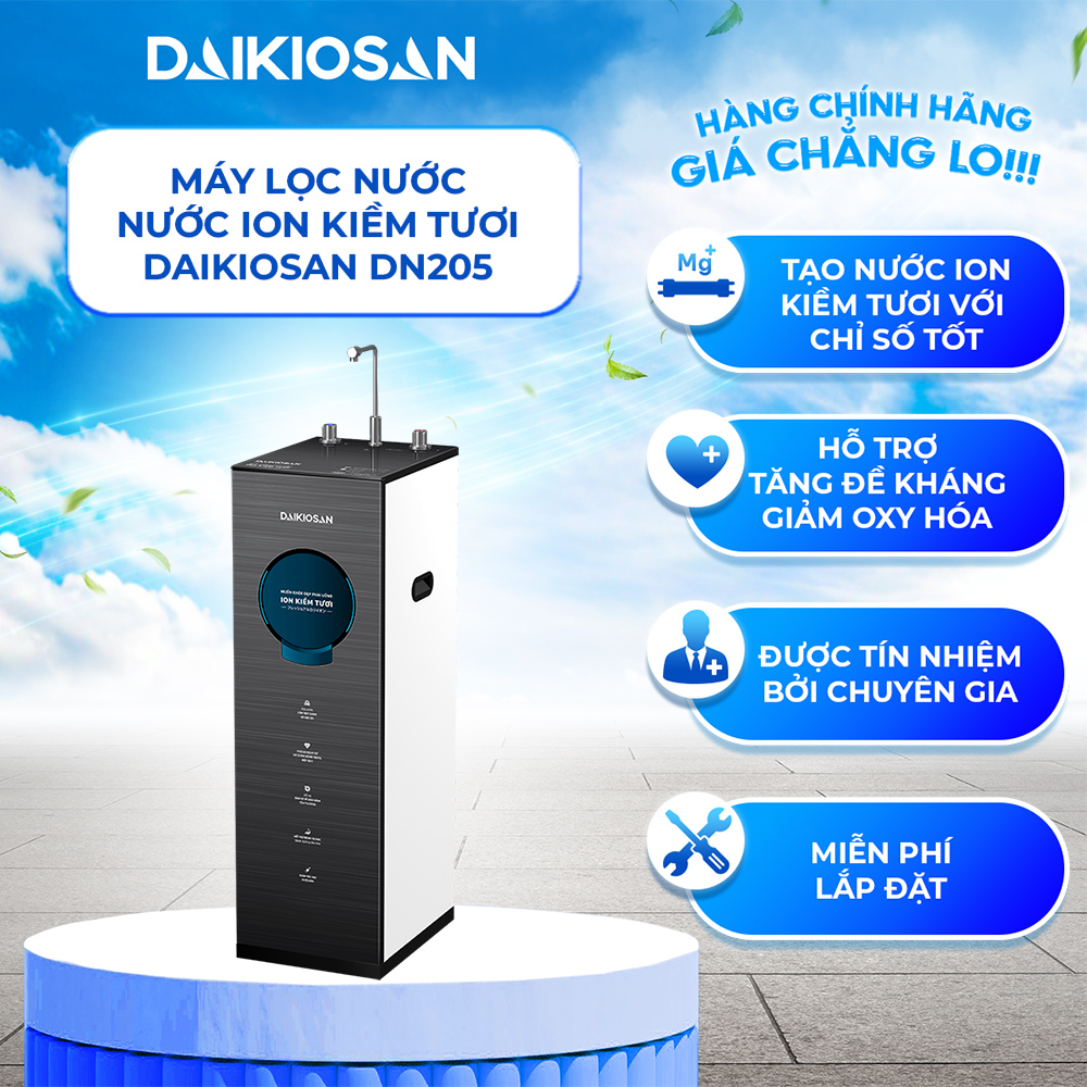 Máy lọc nước ion kiềm tươi nóng nguội Daikiosan DN205 (cho vùng pH thấp)