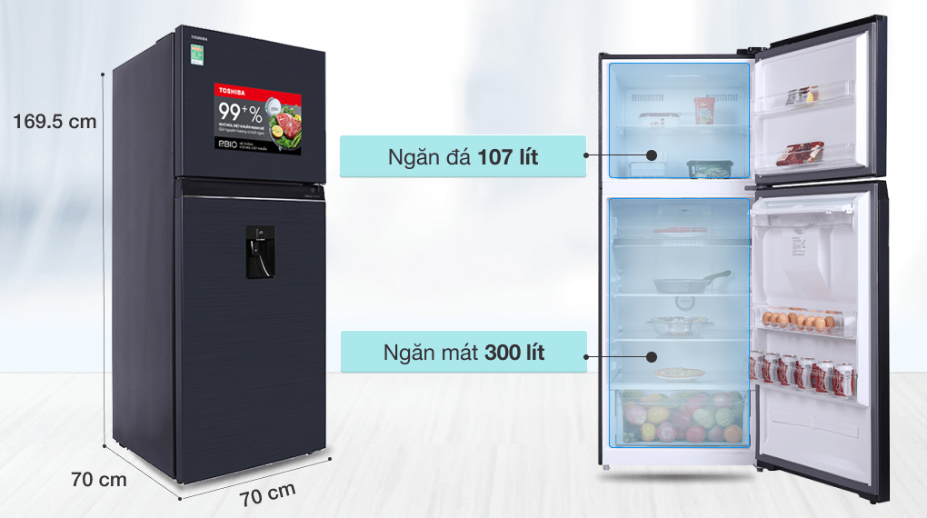 Tủ lạnh Toshiba Inverter 407 lít GR-RT535WE-PMV(06)-MG